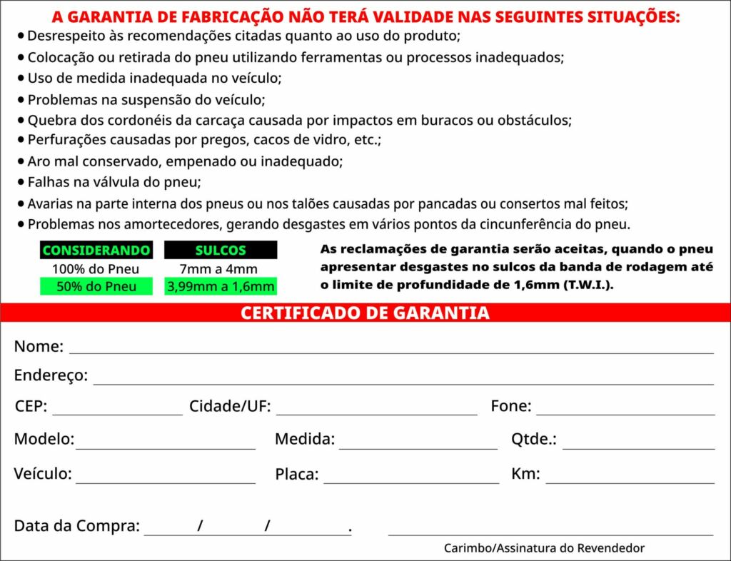 Certificado Garantia Tekys Tyres Página 3